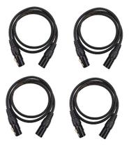 Kit 4 Cabos Dmx 1,5 Metros Xlr Macho/ Fêmea Canon Iluminação