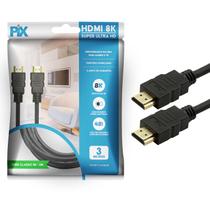 Kit 4 Cabos HDMI 2.1 8K HDR 3M 30AWG para Gamers e TVs 19Pinos