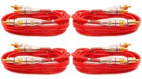 Kit 4 Cabos Rca 1 Metro Tech One Blindado Vermelho