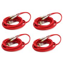 Kit 4 Cabos Rca 1 Metro Techone Blindado Vermelho Kit 4 Cabos Rca 1 Metro Techone Blindado Vermelho
