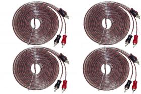 Kit 4 Cabos Rca 5 metros 4mm Profissional injetado Blindado