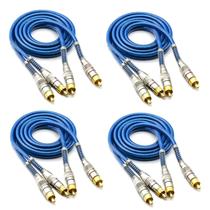 Kit 4 Cabos Rca De 1 Metro Techone Blindado Azul Macho Kit 4 Cabos Rca De 1 Metro Techone Blindado Azul Macho