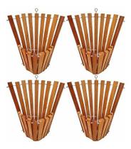 Kit 4 Cachepô De Madeira Cônico Tamanho G Para Plantas