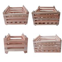 Kit 4 Cachepô De Madeira Quadrado GG,G,M,P Orquídeas Plantas