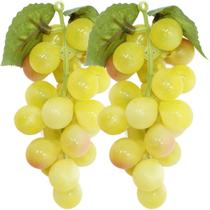 Kit 4 Cachos De Fruta Artificial Uva Verde Silicone De 12cm