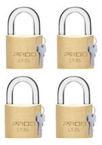 Kit 4 Cadeados Pado 35mm 8 Chaves Latão E Aço