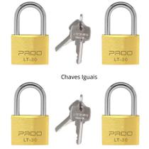 Kit 4 Cadeados Pado com Chaves iguais 30mm