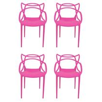 Kit 4 Cadeira Allegra Empilhável Área Externa Pátio Jardim Hotel Lobby Rosa