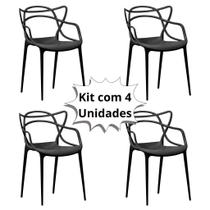 Kit 4 Cadeira Allegra Empilhável Design Decor Sala Jantar Polipropileno Ecológica Sustentável Reforçada Empilhável Poly