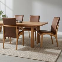 Kit 4 Cadeira Aura Estofada Estrutura Em Madeira Maciça material sintético Marrom Conforto Para Sala De Jantar Mobília Decor