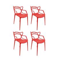Kit 4 Cadeira Aviv Vermelho Polipropileno 83x51x56cm Fratini