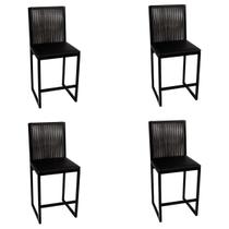 Kit 4 Cadeira Bali Estilo Industrial Junco Preto Assento Preto Kit 4 Cadeira Bali Estilo Industrial Junco Preto Assento Preto