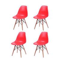 Kit 4 Cadeira Charles Eames Assento Vermelho