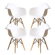 Kit 4 Cadeira Charles Eames Eiffel Com Braço Branco