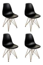 kit 4 Cadeira Charles Eames Ferro Cobre Assento Preto