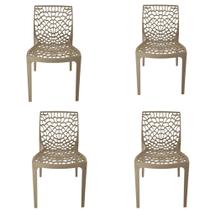 Kit 4 Cadeira Coral Gruvyer Nude Sala de Jantar Restaurantes Nude
