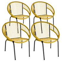 Kit 4 Cadeira de Área Eclipse Tramado Fibra Sintética e Aço