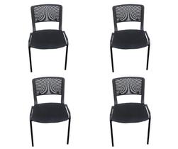 Kit 4 Cadeira De Escritório Fixa Empilhável Verona Preta Kit 4 Cadeira De Escritório Fixa Empilhável Verona Preta