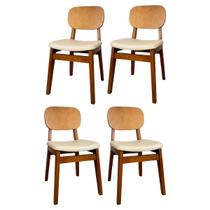 Kit 4 Cadeira de Jantar em Madeira Maciça com Assento material sintético Bege Melissa Kit 4 Cadeira de Jantar em Madeira Maciça com Assento material sintético Bege Melissa