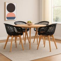 Kit 4 Cadeira de jantar Empório Tiffany Web Pé Wood Kit 4 Cadeira de jantar Empório Tiffany Web Pé Wood