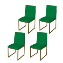 Kit 4 Cadeira de Jantar Escritorio Industrial Garden Ferro Dourado Suede Verde - Móveis Mafer