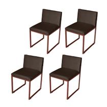 Kit 4 Cadeira de Jantar Escritorio Industrial Vittar Ferro Bronze Suede Marrom - Móveis Mafer