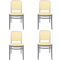 Kit 4 Cadeira de Jantar Provence Amis Roma Bitlar Rattan em Polipropileno Design Arabesco Empilhável 130kg Sala Cozinha