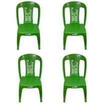 Kit 4 Cadeira de Plástico Léo Coqueirinho Gress Sem Braço Bistrô Para Jardim, Eventos, Buffet Capacidade Até 120KG