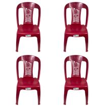 Kit 4 Cadeira de Plástico Léo Coqueirinho Gress Sem Braço Bistrô Para Jardim, Eventos, Buffet Capacidade Até 120KG