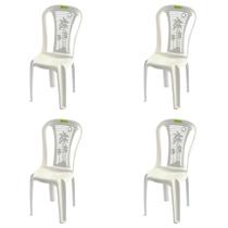 Kit 4 Cadeira de Plástico Marina Coqueirinho Topplast Sem Braço Bistrô Para Jardim, Eventos, Buffet Capacidade Até 120KG
