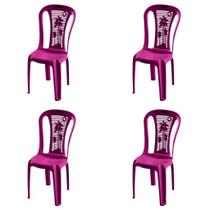 Kit 4 Cadeira de Plástico Marina Coqueirinho Topplast Sem Braço Bistrô Para Jardim, Eventos, Buffet Capacidade Até 120KG Kit 4 Cadeira de Plástico Marina Coqueirinho Topplast Sem Braço Bistrô Para Jardim, Eventos, Buffet Capacidade Até 120KG