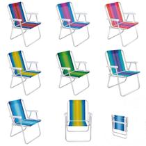Kit 4 Cadeira de Praia Alta 1 Posição Alumínio Mor 2101 Dobrável Suporta 110kg