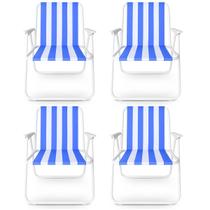 Kit 4 Cadeira De Praia De Aço Simples Cor: Azul Snel Camping Kit 4 Cadeira De Praia De Aço Simples Cor: Azul Snel Camping