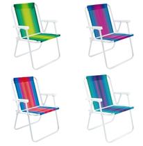 Kit 4 Cadeira De Praia Dobrável Alta Mor 2002 Aço Cores Sortidas 110kg Kit 4 Cadeira De Praia Dobrável Alta Mor 2002 Aço Cores Sortidas 110kg