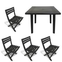 Kit 4 Cadeira Dobrável Plástica 1 Mesa Quadrada Desmontável