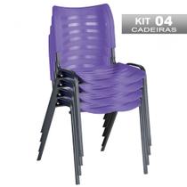 Kit 4 Cadeira Empilhável Iso Fixa Escolar Roxa Para Escritório Recepção Igreja - STILOS MOVEIS CORPORATIVOS