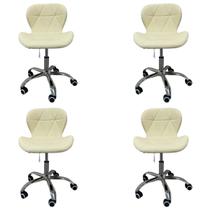 Kit 4 Cadeira Escritório Giratória Stilo Slim confort com rodado cromado Nude Kit 4 Cadeira Escritório Giratória Stilo Slim confort com rodado cromado Nude
