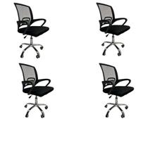 Kit 4 Cadeira Escritório Secretária Giratória Ergonômica Modelo Ascend Base Cromada com Rodinha e regulagem de altura Com Laudo NR17 Kit 4 Cadeira Escritório Secretária Giratória Ergonômica Modelo Ascend Base Cromada com Rodinha e regulagem de altura Com Laudo NR17