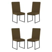 Kit 4 Cadeira Estofadas Base de Ferro Preto Para Mesa Jantar