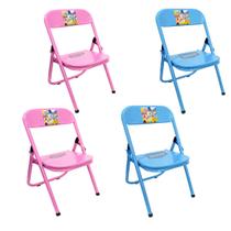 Kit 4 Cadeira Infantil Dobrável Em Aço Resistente Até 40 Kg Ideal P/ Crianças Cores Estampas Divertidas Não Risca Chão