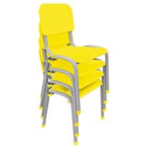 Kit 4 Cadeira Infantil Polipropileno LG flex Reforçadas Empilháveis Amarela