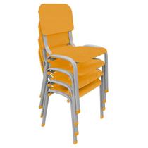 Kit 4 Cadeira Infantil Polipropileno LG flex Reforçadas Empilháveis Laranja