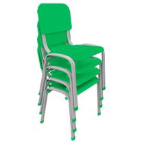 Kit 4 Cadeira Infantil Polipropileno LG flex Reforçadas Empilháveis Verde