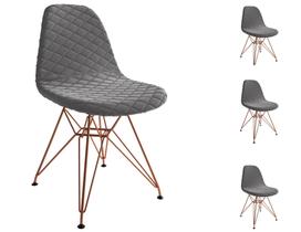 Kit 4 Cadeira Jantar Estofada Grafite Eames Base Ferro Cobre Kit 4 Cadeira Jantar Estofada Grafite Eames Base Ferro Cobre