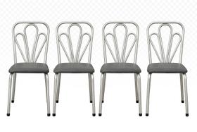 Kit 4 Cadeira Juliana Cozinha Jantar Metal Tubular Almofadada Prata com Acento Preto