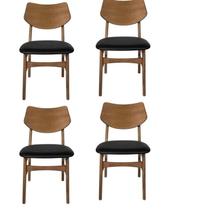 Kit 4 Cadeira Madeira Maciça e Pvc Edna