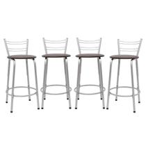 Kit 4 Cadeira Para Balcão Ilha Bistrô Banqueta 60cm Flórida Prata Bar Cozinha Área Gourmet Churrasqueira Edicula