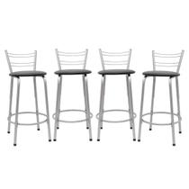 Kit 4 Cadeira Para Balcão Ilha Bistrô Banqueta 60cm Flórida Prata Bar Cozinha Área Gourmet Churrasqueira Edicula