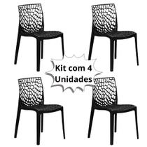 Kit 4 Cadeira Para Mesa de Jantar Gruvyer Polipropileno Vazado Coral Eco Preta Casa Cozinha Decoração Recepção Polyplast Kit 4 Cadeira Para Mesa de Jantar Gruvyer Polipropileno Vazado Coral Eco Preta Casa Cozinha Decoração Recepção Polyplast