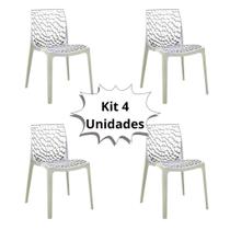 Kit 4 Cadeira Para Mesa de Jantar Gruvyer Polipropileno Vazado Coral Premium Eco Colorida Casa Cozinha Decoração New Plastic